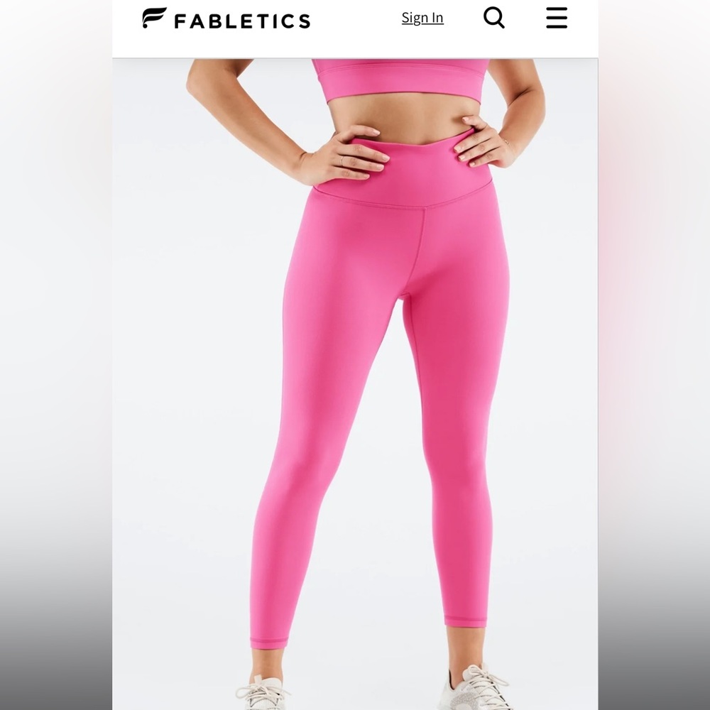 Fabletics power hold leggings bright pink size L